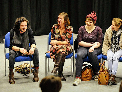 Actor from Game of Thrones Kit Harrington (Jon Snow) gives a talk in the Drama Studio at The 桔子短视频